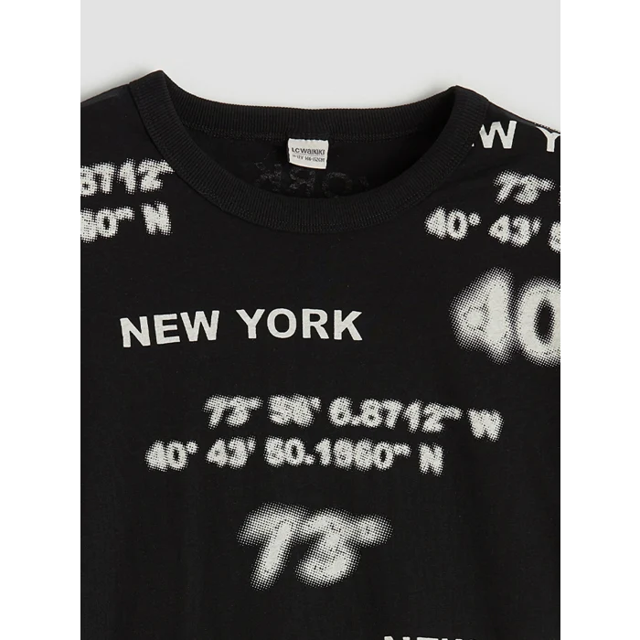 LCW Kids Siyah Erkek Çocuk New York Baskılı Tişört