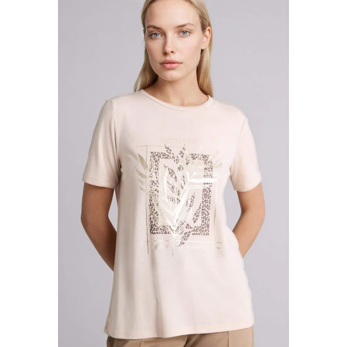 Defacto H1455AXER37 Ekru Baskılı Kısa Kollu Tişört