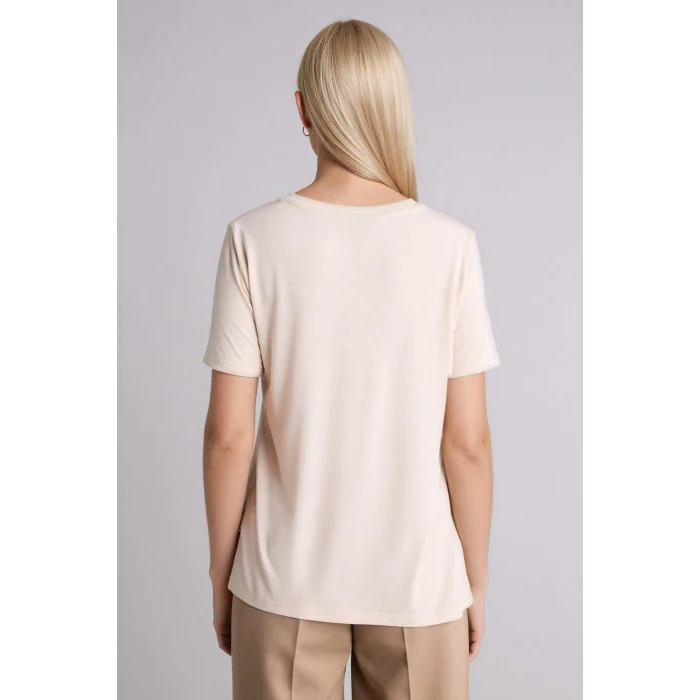 Defacto H1455AXER37 Ekru Baskılı Kısa Kollu Tişört