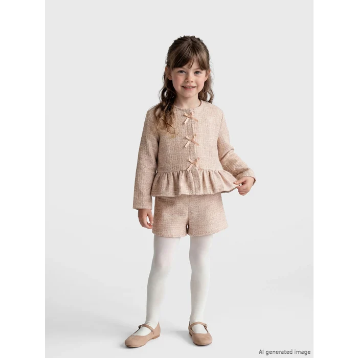 LCW Kids Turuncu Beli Lastikli Kız Çocuk Şort ve Külotlu Çorap