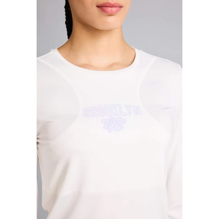 Defacto G0688AXER105 Ekru NBA Brooklyn Nets Slım Fıt Uzun Kollu Tişört
