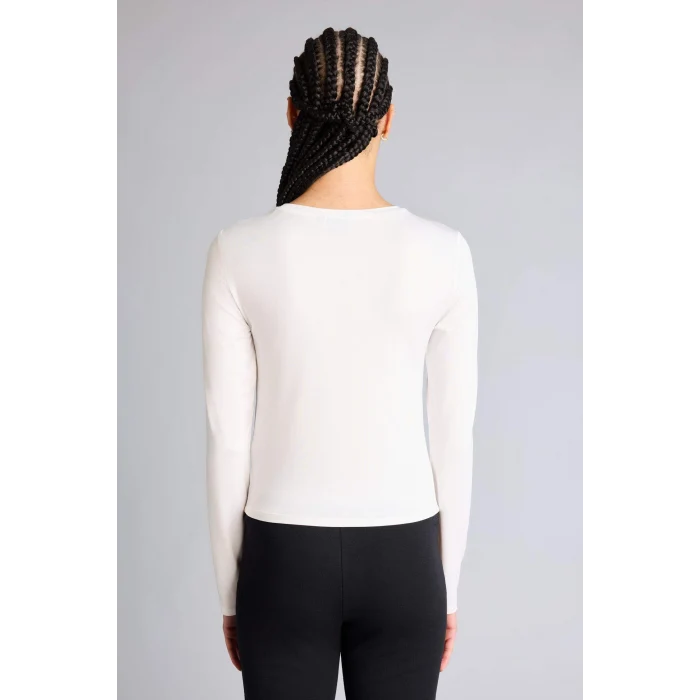 Defacto G0688AXER105 Ekru NBA Brooklyn Nets Slım Fıt Uzun Kollu Tişört