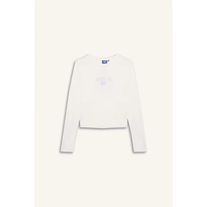 Defacto G0688AXER105 Ekru NBA Brooklyn Nets Slım Fıt Uzun Kollu Tişört