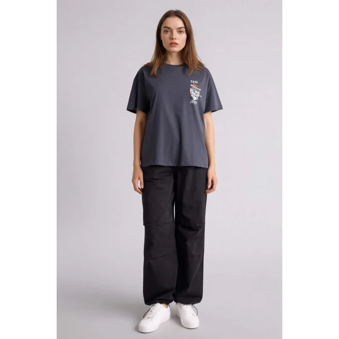 Defacto G5026AXAR191 Antrasit Tom & Jerry Oversıze Sırt Baskılı Tişört