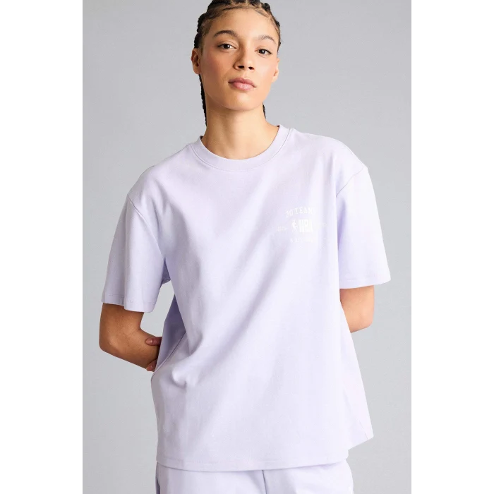 Defacto G0680AXPR40 Mor NBA Wordmark Oversıze Sırt Baskılı Tişört