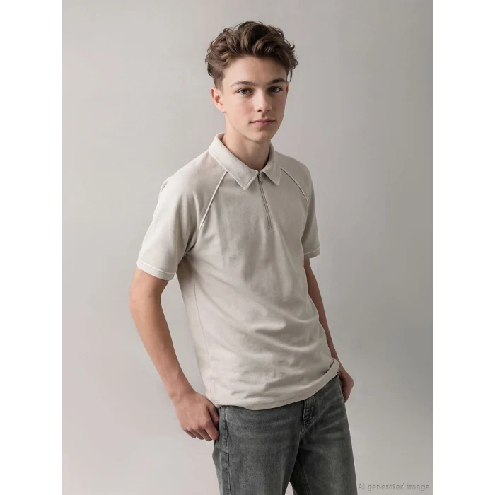 LCW Kids Gri Polo Yaka Erkek Çocuk Pike Tişört