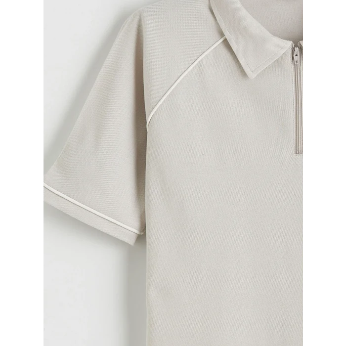 LCW Kids Gri Polo Yaka Erkek Çocuk Pike Tişört