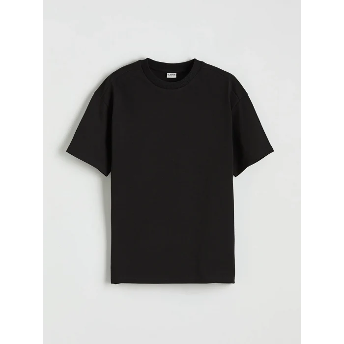 LCW Kids Siyah Bisiklet Yaka Basic Erkek Çocuk Tişört