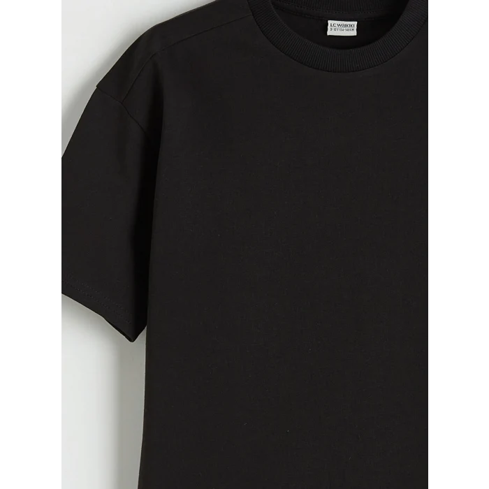 LCW Kids Siyah Bisiklet Yaka Basic Erkek Çocuk Tişört