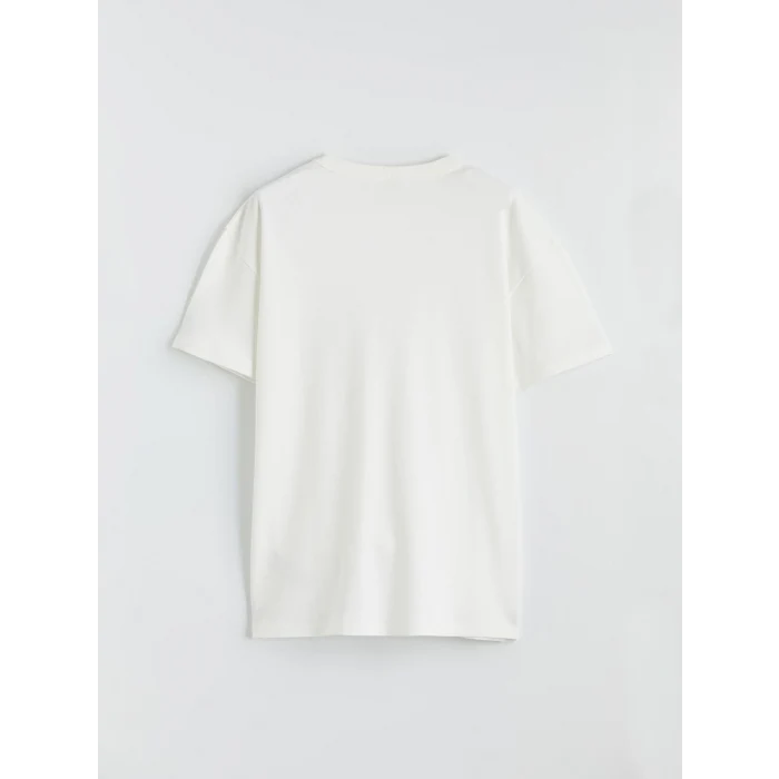 LCW Kids Ekru Yazı Baskılı Erkek Çocuk Tişört