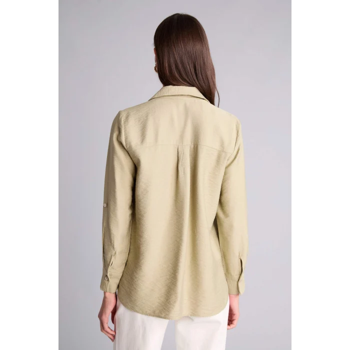 Defacto M9407AZKH271 Haki Regular Fıt Uzun Kollu Gömlek