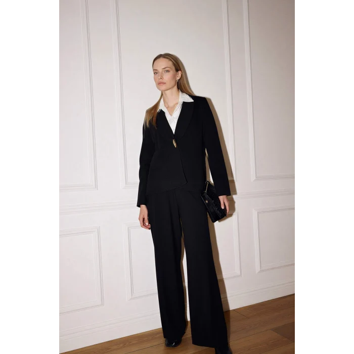 Defacto G9162AXBK81 Siyah Straıght Wıde Geniş Paça Pantolon