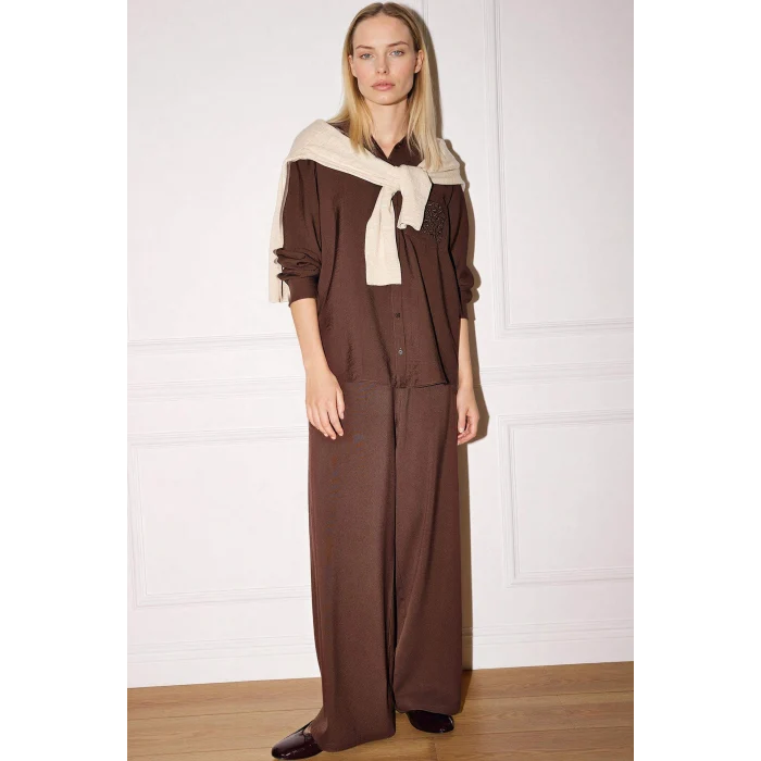 Defacto G9162AXBN312 Kahve Straıght Wıde Geniş Paça Pantolon