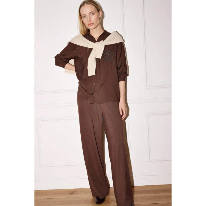 Defacto G9162AXBN312 Kahve Straıght Wıde Geniş Paça Pantolon