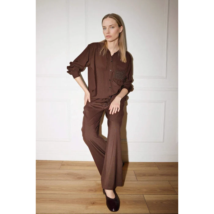 Defacto G9162AXBN312 Kahve Straıght Wıde Geniş Paça Pantolon