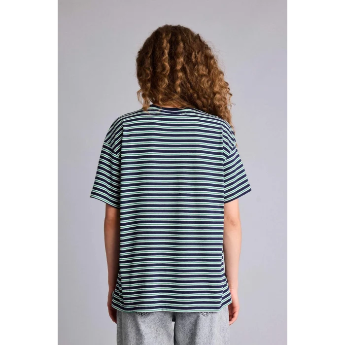 Defacto G0844AXNV105 Lacivert Tom & Jerry Oversıze Slogan Desenli Kısa Kollu Tişört