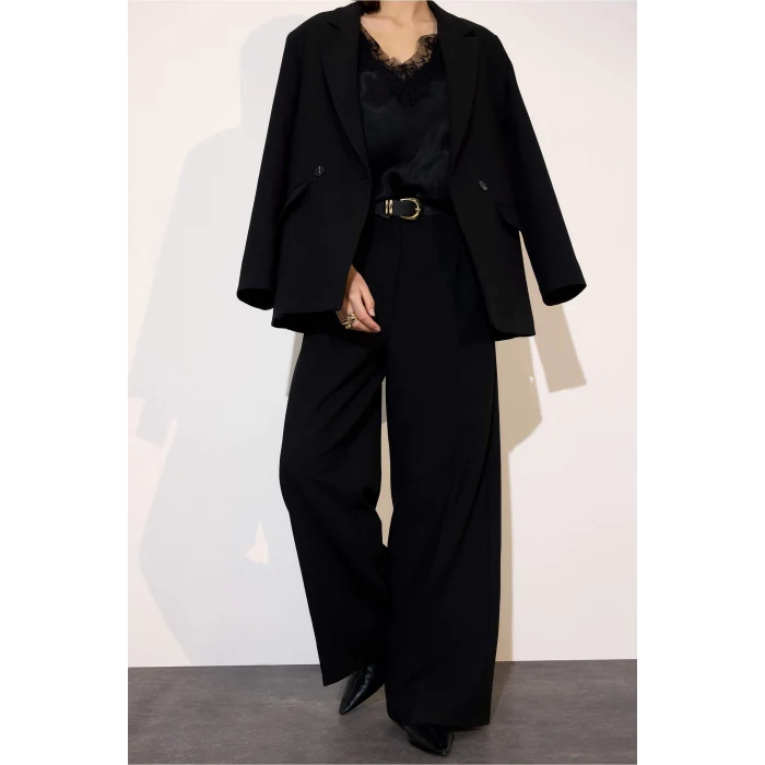 Defacto G8831AXBK81 Siyah Straıght Fıt Yüksek Bel Düz Paça Pantolon