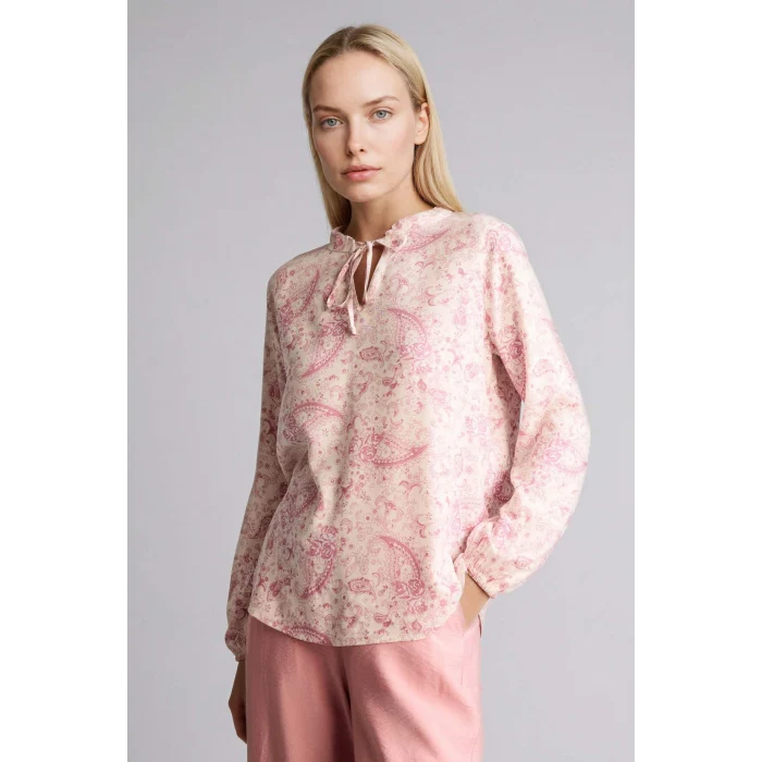 Defacto N1809AZER37 Ekru Baskılı Uzun Kollu Bluz