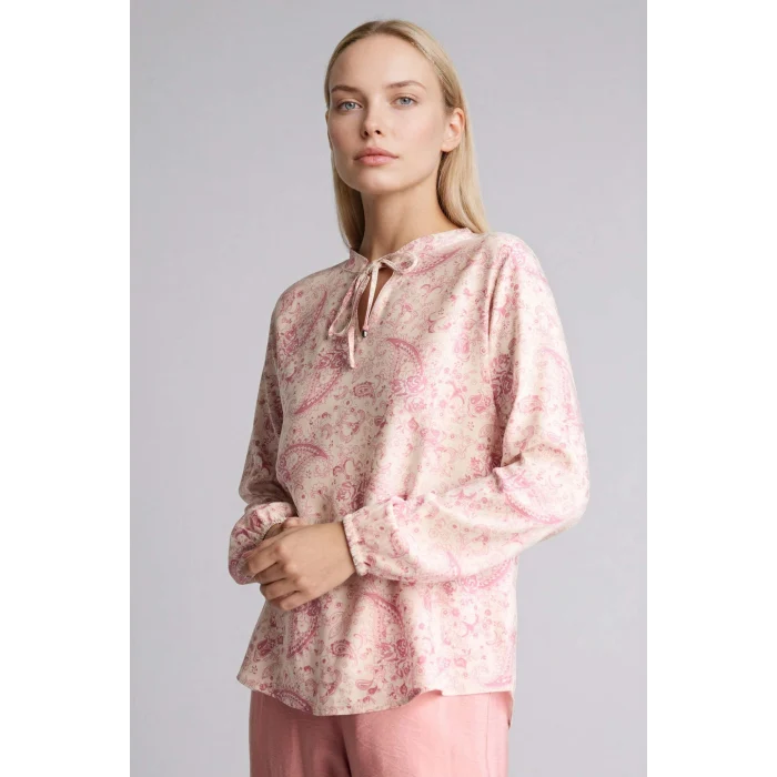 Defacto N1809AZER37 Ekru Baskılı Uzun Kollu Bluz