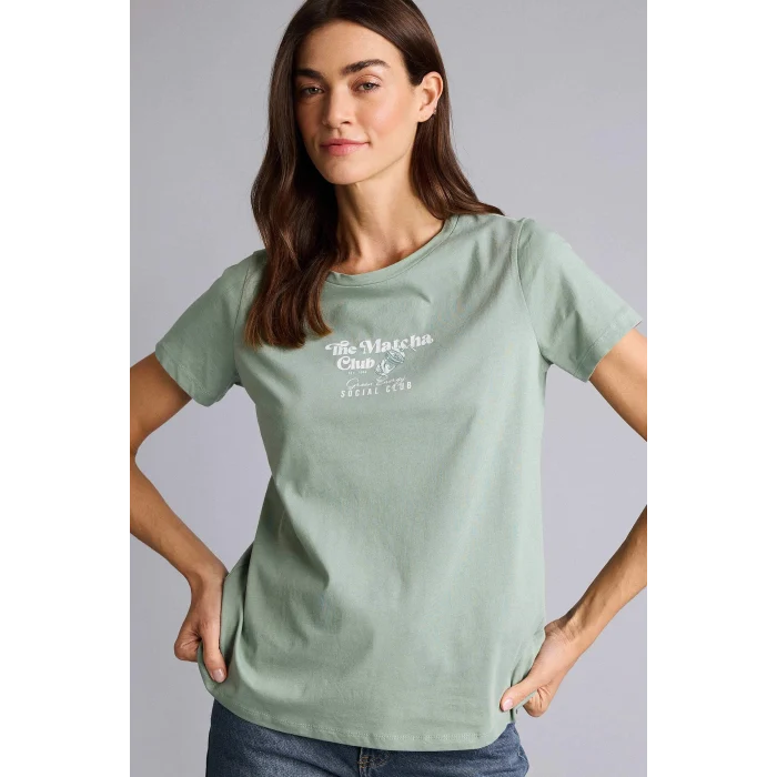 Defacto H1383AXKH434 Haki Regular Fıt Bisiklet Yaka Slogan Desenli Penye Kısa Kollu Tişört