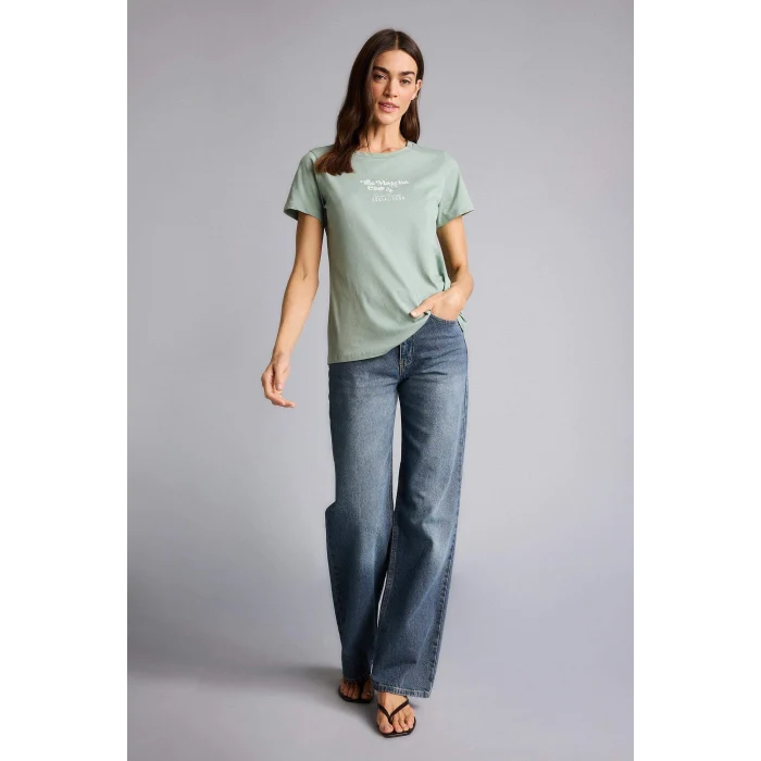 Defacto H1383AXKH434 Haki Regular Fıt Bisiklet Yaka Slogan Desenli Penye Kısa Kollu Tişört