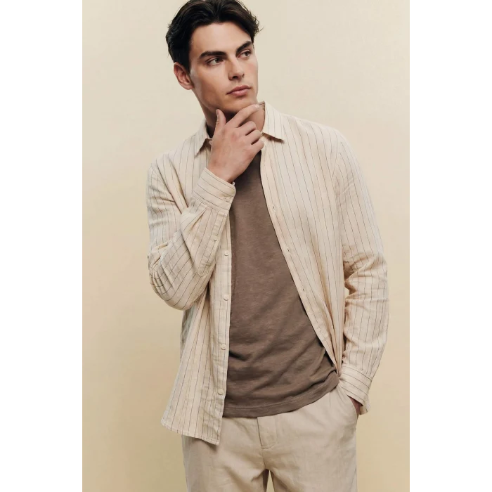 Defacto F8083AXBG74 Bej %100 Pamuk Gömlek