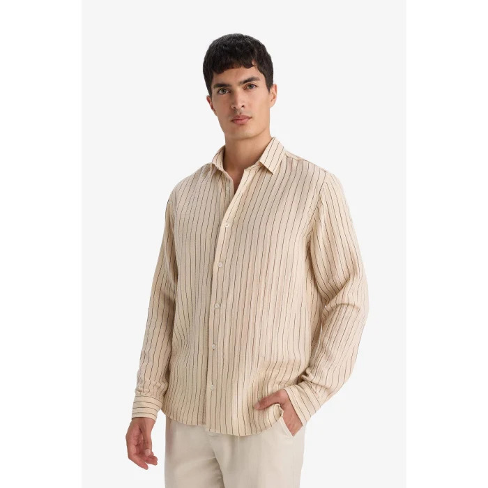 Defacto F8083AXBG74 Bej %100 Pamuk Gömlek