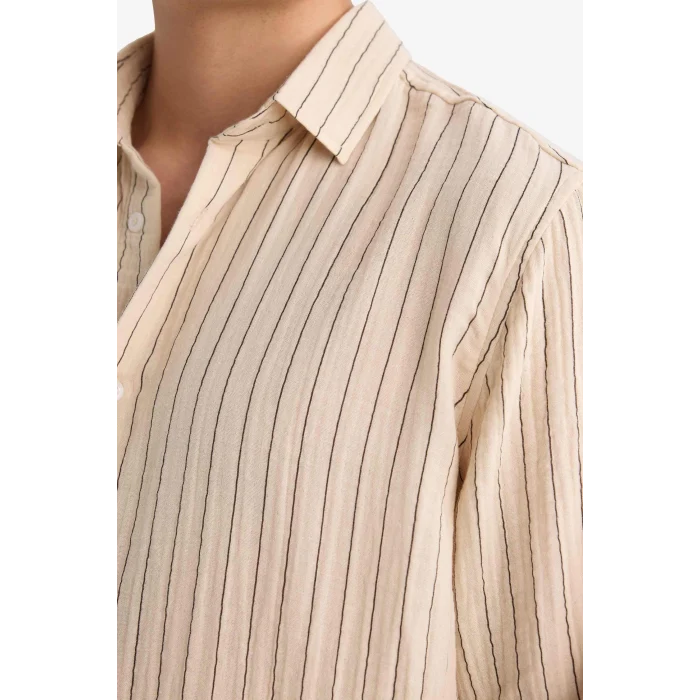 Defacto F8083AXBG74 Bej %100 Pamuk Gömlek