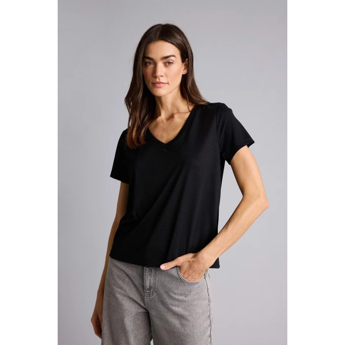 Defacto W9204AZBK81 Siyah Regular Fıt V Yaka Basıc Düz Kısa Kollu Tişört