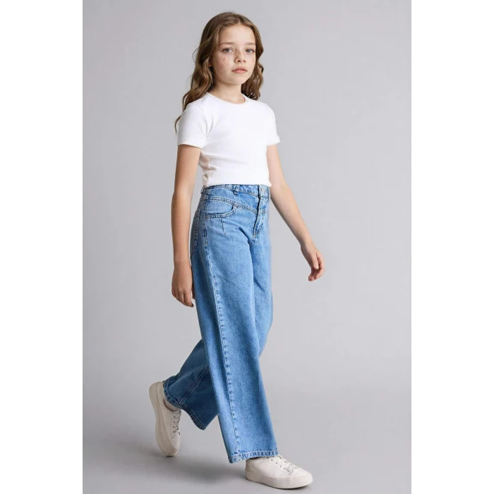 Defacto H0683A8NM28 Mavi Wıde Leg Jean Pantolon Kız Çocuk