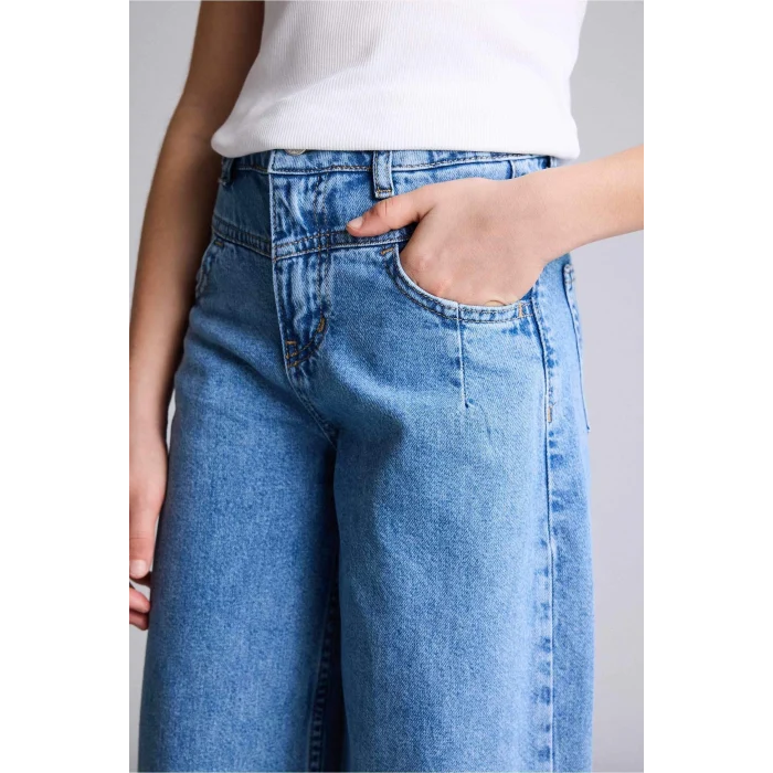 Defacto H0683A8NM28 Mavi Wıde Leg Jean Pantolon Kız Çocuk