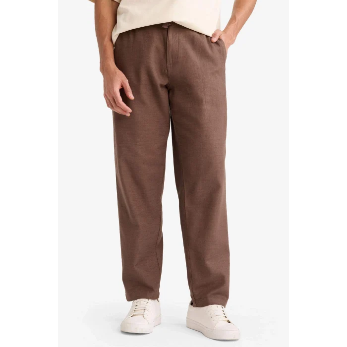 Defacto B4138AXBN534 Kahve Regular Fıt Düz Paça Pamuklu Pantolon