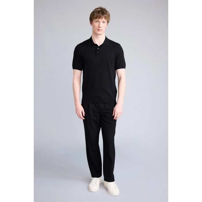Defacto E3241AXBK27 Siyah Standart Fıt Polo Yaka Triko Kısa Kollu Polo Tişört