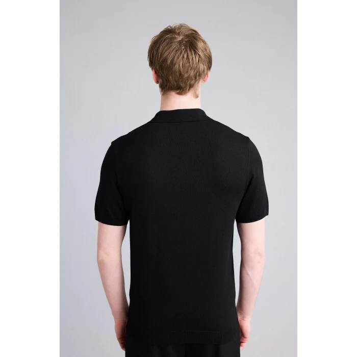 Defacto E3241AXBK27 Siyah Standart Fıt Polo Yaka Triko Kısa Kollu Polo Tişört