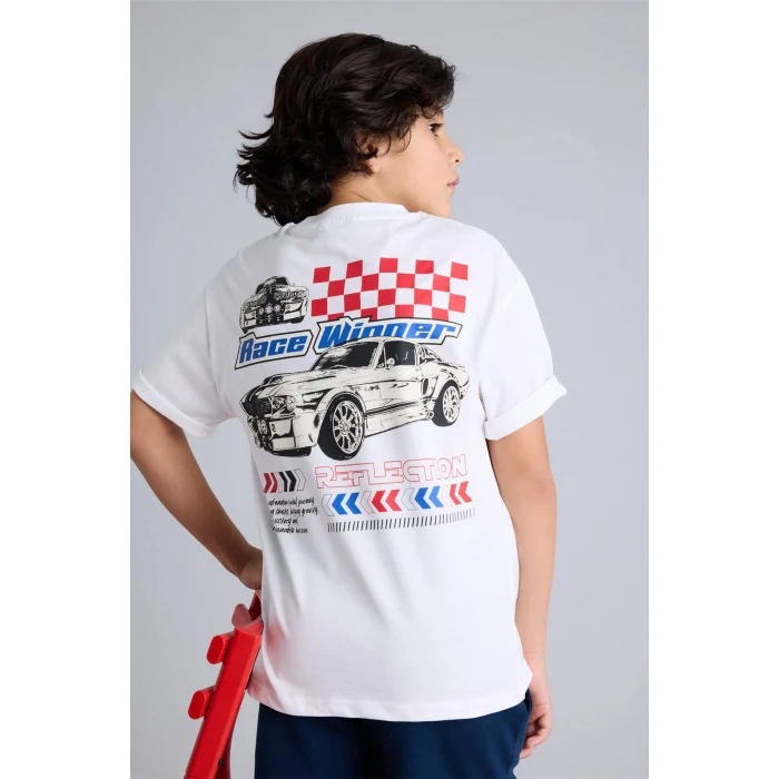 Defacto H0978A8WT34 Beyaz Oversıze Tişört Erkek Çocuk