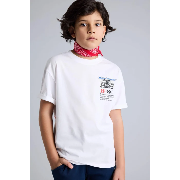 Defacto H0978A8WT34 Beyaz Oversıze Tişört Erkek Çocuk