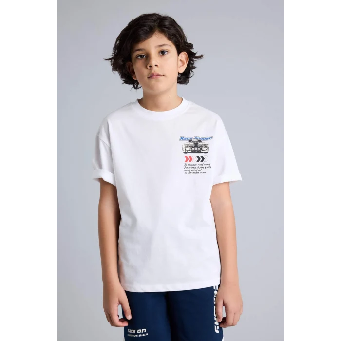Defacto H0978A8WT34 Beyaz Oversıze Tişört Erkek Çocuk