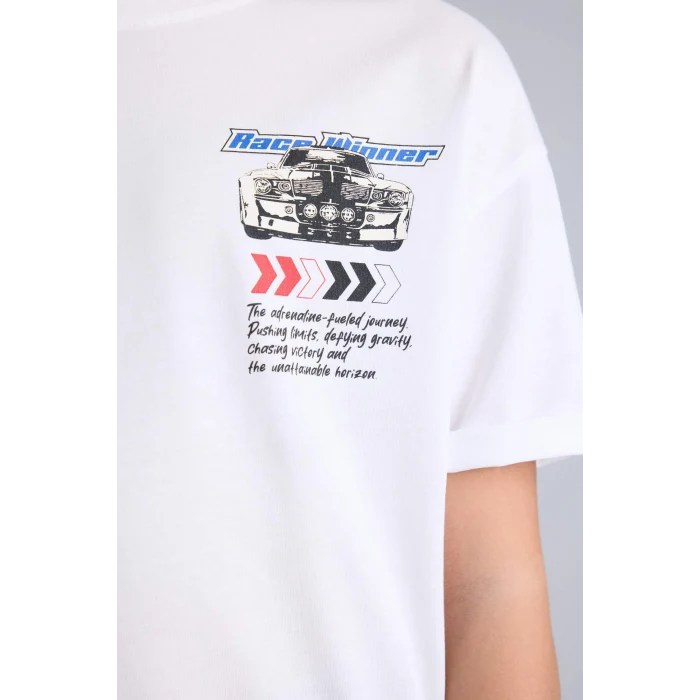 Defacto H0978A8WT34 Beyaz Oversıze Tişört Erkek Çocuk