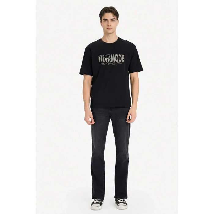 Defacto F8127AXBK81 Siyah %100 Pamuk Boxy Fit Tişört