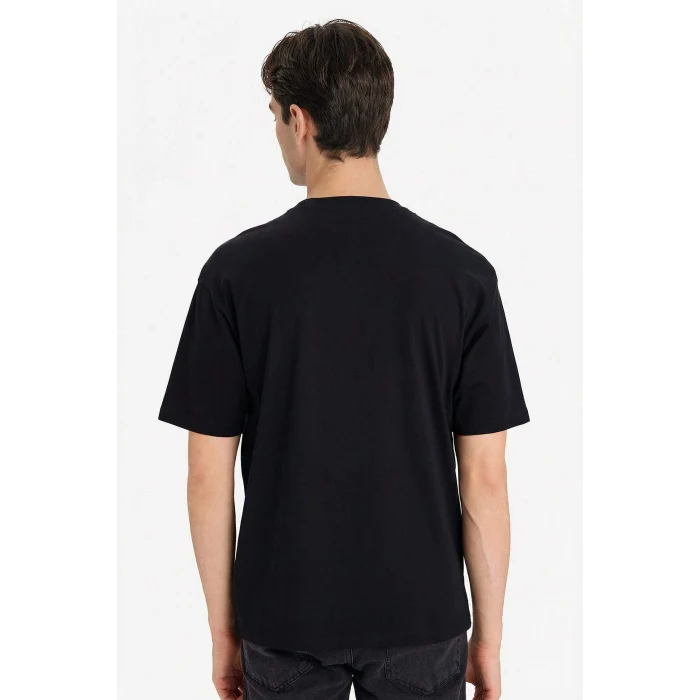 Defacto F8127AXBK81 Siyah %100 Pamuk Boxy Fit Tişört