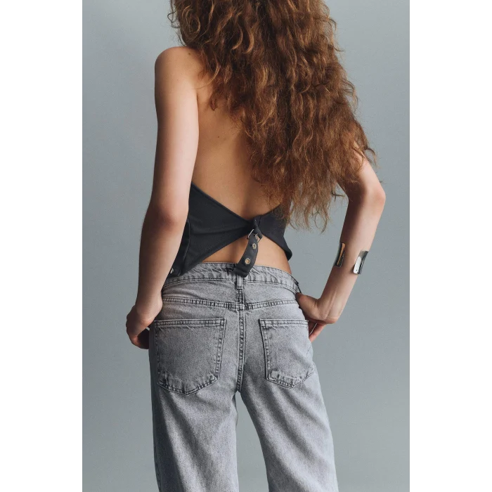 Defacto G8850AXNM55 Gri %100 Pamuk Straıght Wıde Yüksek Bel Jean Pantolon