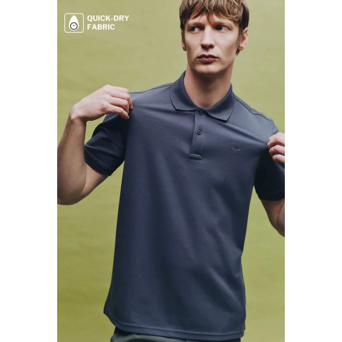Defacto F9769AXIN269 İndigo Nefes Alabilen Polo Tişört