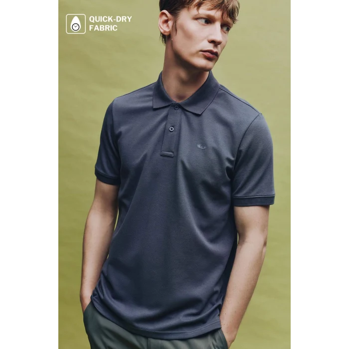 Defacto F9769AXIN269 İndigo Nefes Alabilen Polo Tişört