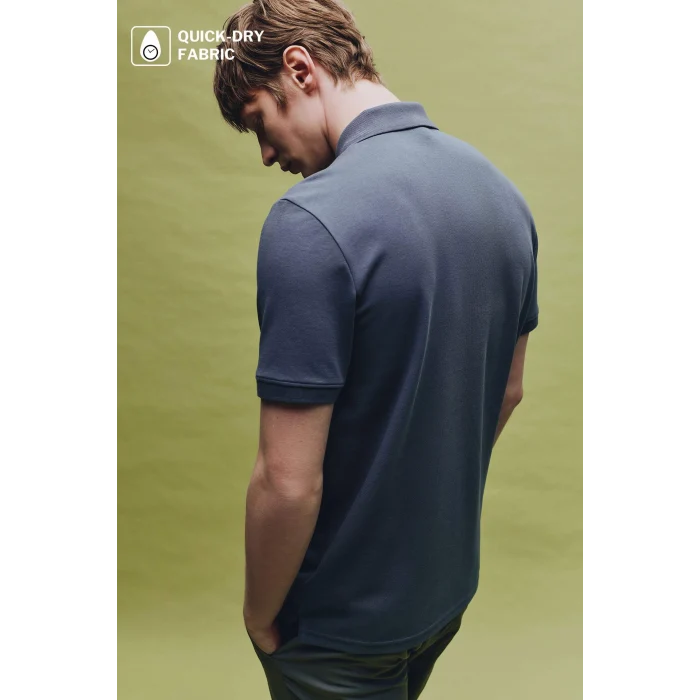 Defacto F9769AXIN269 İndigo Nefes Alabilen Polo Tişört