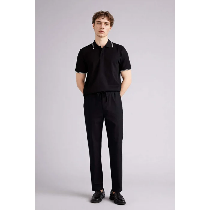 Defacto D7932AXBK81 Siyah Regular Fıt Polo Yaka Waffle Kısa Kollu Polo Tişört