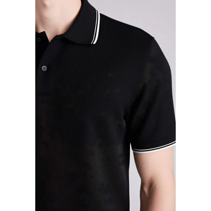 Defacto D7932AXBK81 Siyah Regular Fıt Polo Yaka Waffle Kısa Kollu Polo Tişört