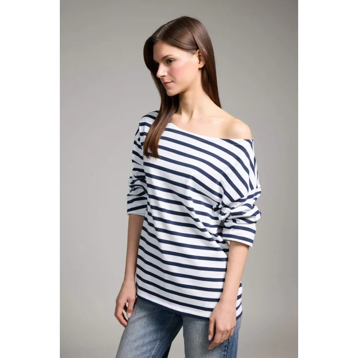 Defacto G7861AXNV135 Lacivert %100 Pamuk Relax Fıt Kayık Yaka Premium Tişört