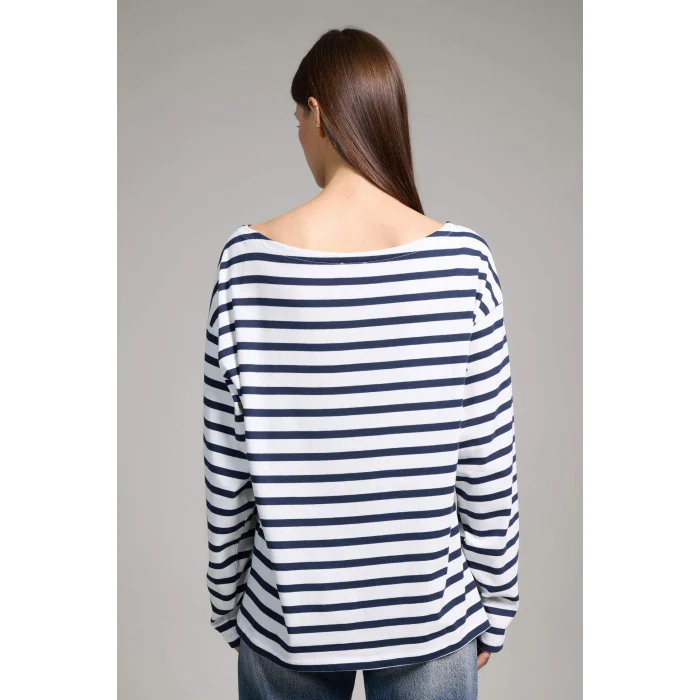 Defacto G7861AXNV135 Lacivert %100 Pamuk Relax Fıt Kayık Yaka Premium Tişört