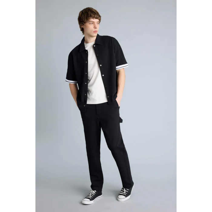 Defacto H1442AXBK81 Siyah Esnek Kumaş Boxy Fit Gömlek