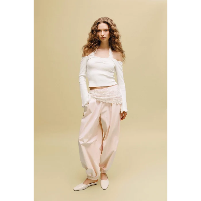 Defacto G9831AXWT32 Beyaz Fıtted Halter Yaka Fitilli Kaşkorse Tişört